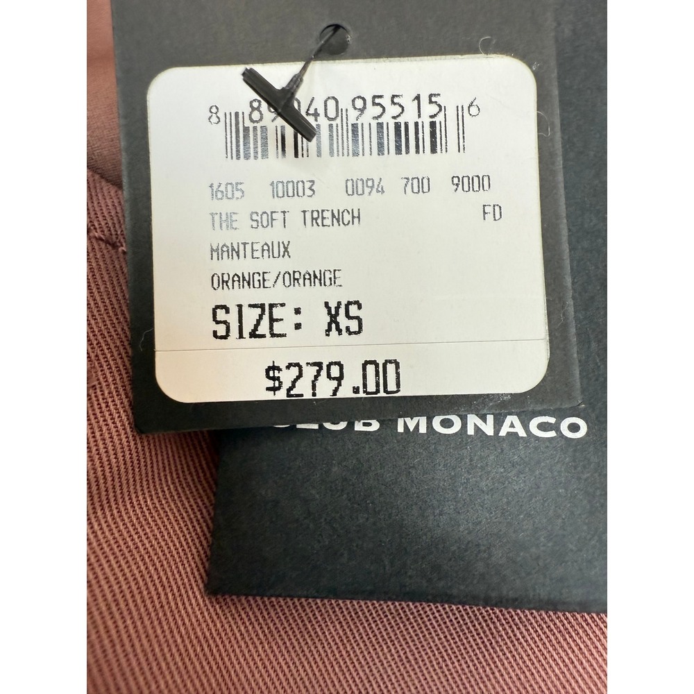 Club Monaco The Soft Trench Rose Double Breasted Belted Jacket XS MSRP278‎ NEW - Picture 3 of 13